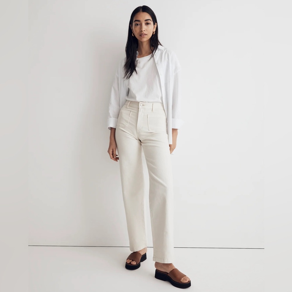 Women’s Madewell Cream the Perfect Vintage Wide Leg Jean, Size 26
